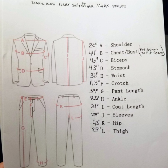 HART SCHAFFNER MARX- 40R 36X29 Mens 2 Piece Suit Dark Navy Blue With Stripes - Picture 16 of 16